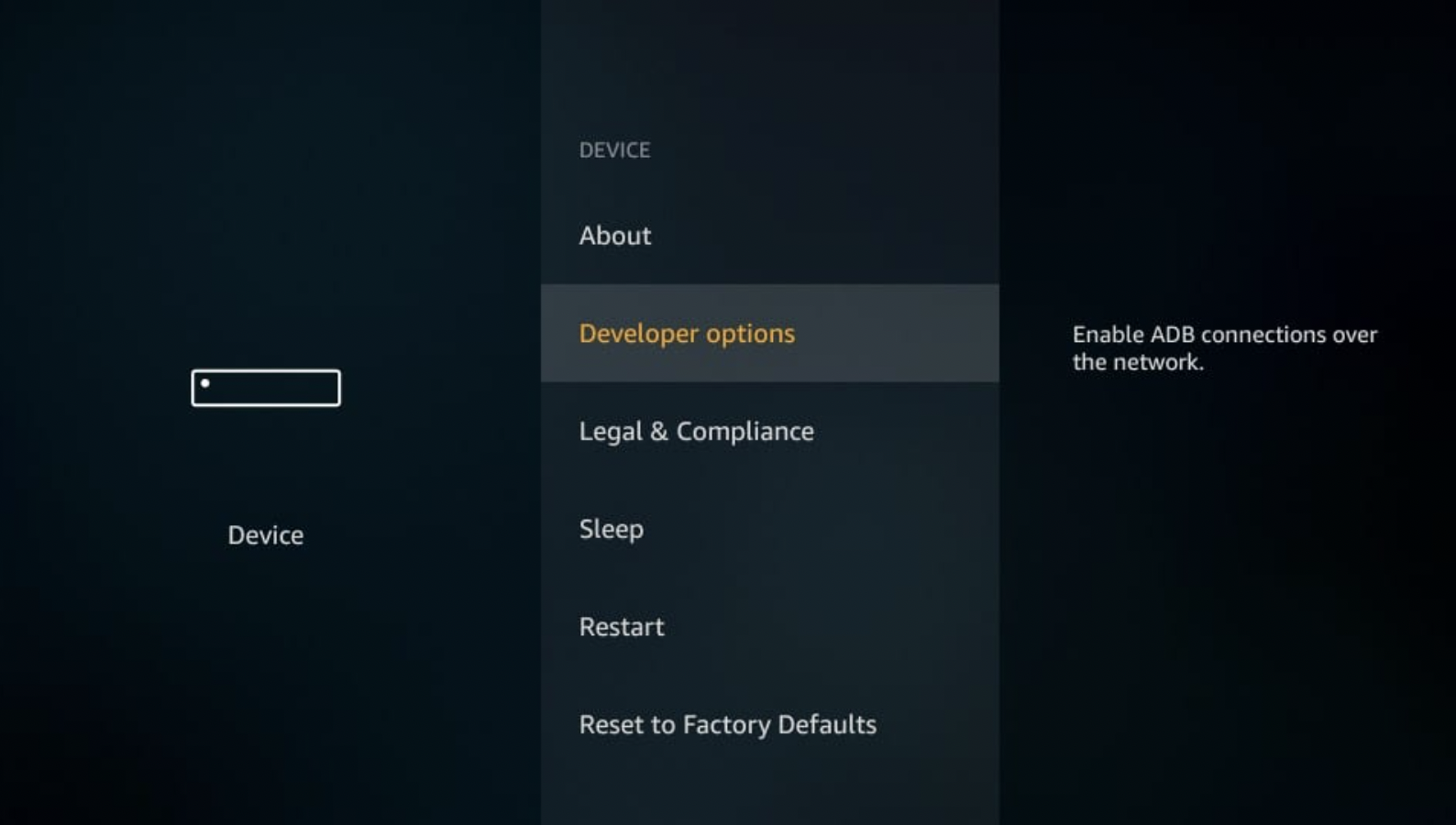 Developer Options - FireStick App