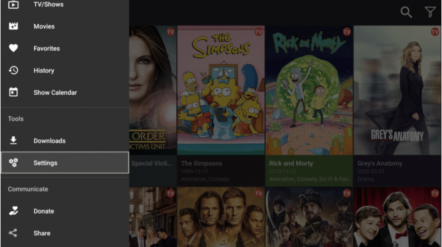 Settings of Cinema HD APK on FireStick