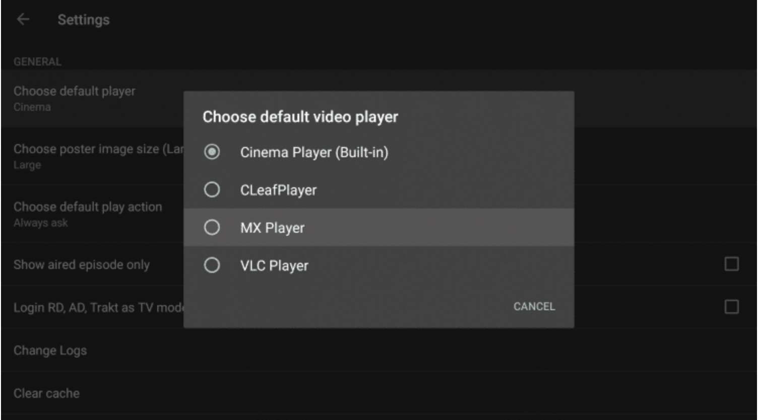 Select MX Player with Cinema HD APK