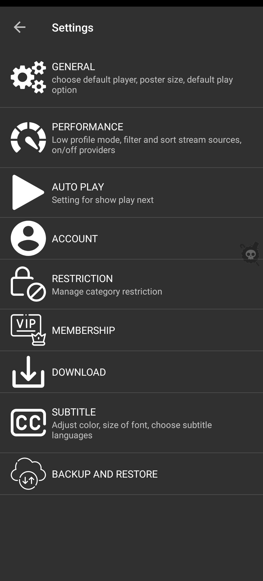 Cinema HD App Settings