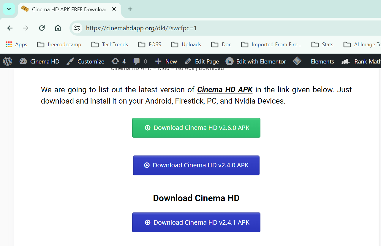 Choose the Version of the Cinema HD APK 