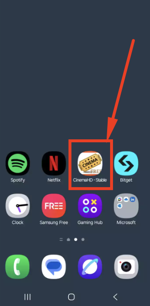 Cinema HD App on Homescreen