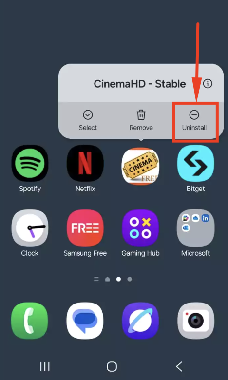 Uninstall Cinema HD APK