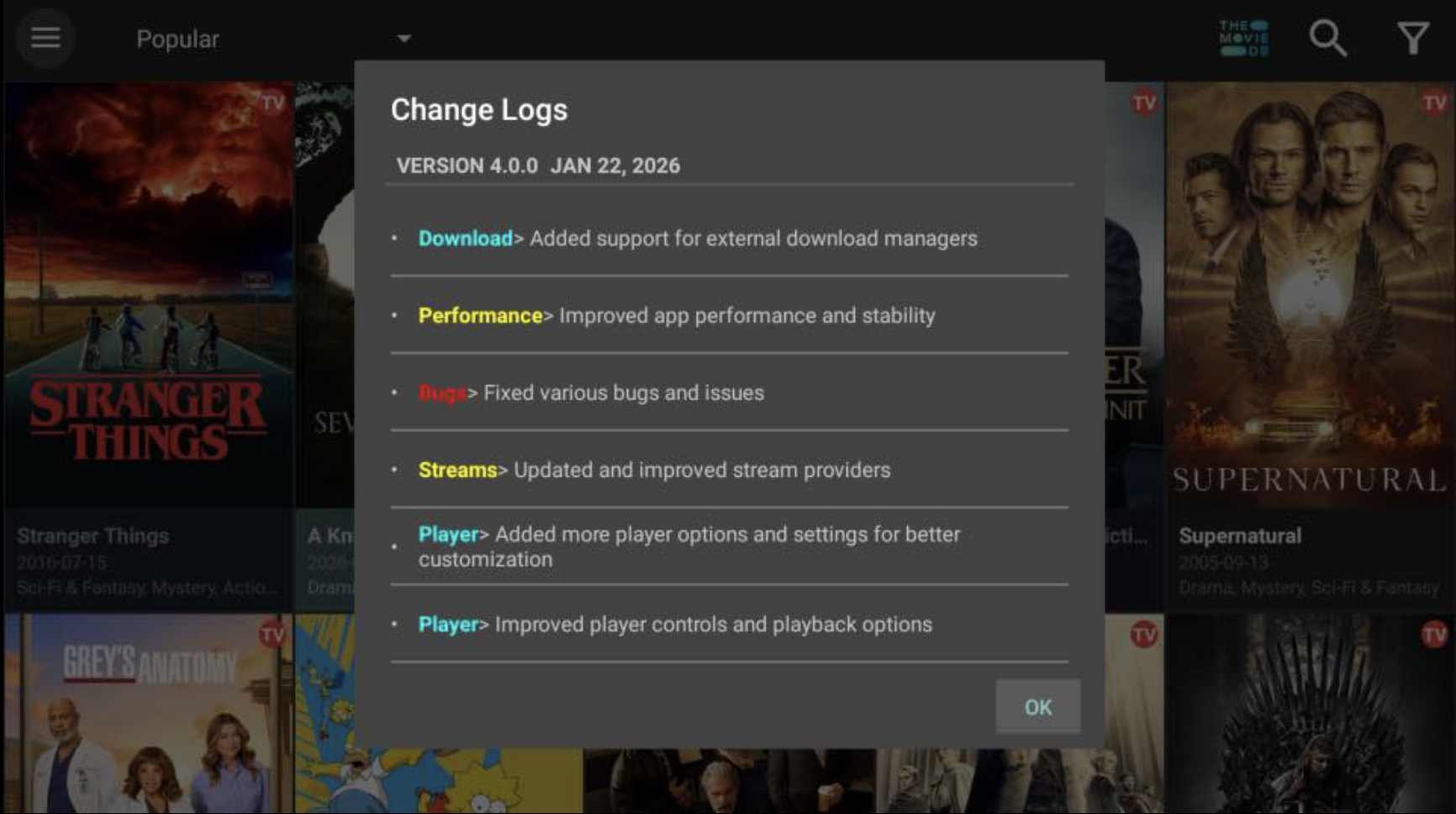 Cinema HD v4.0.0 Changelog